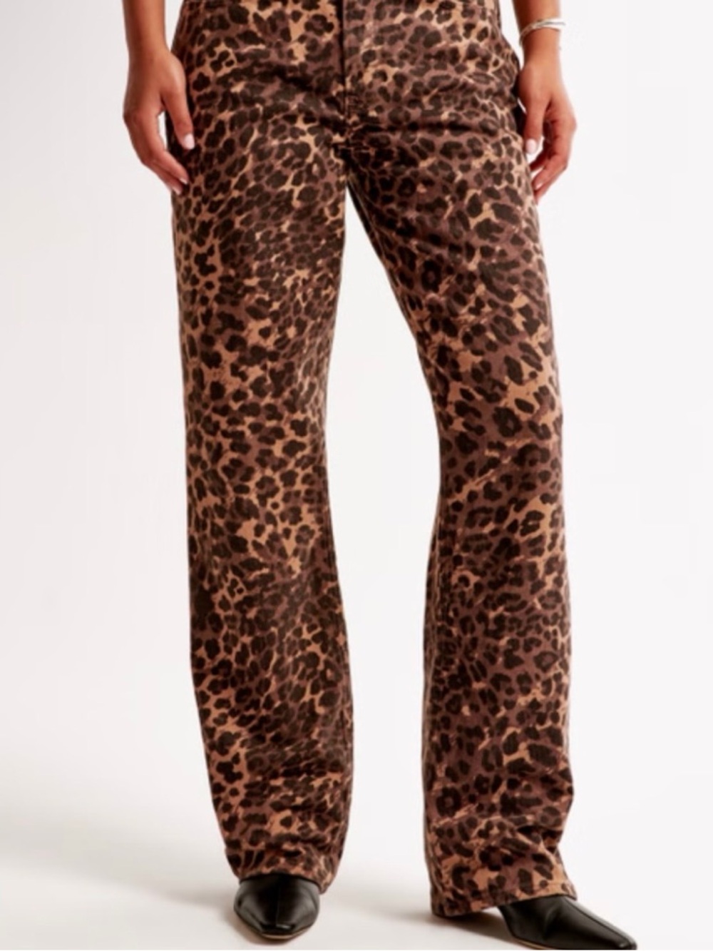 Abercrombie & Fitch Brown Leopard Print Wide-Leg Jeans